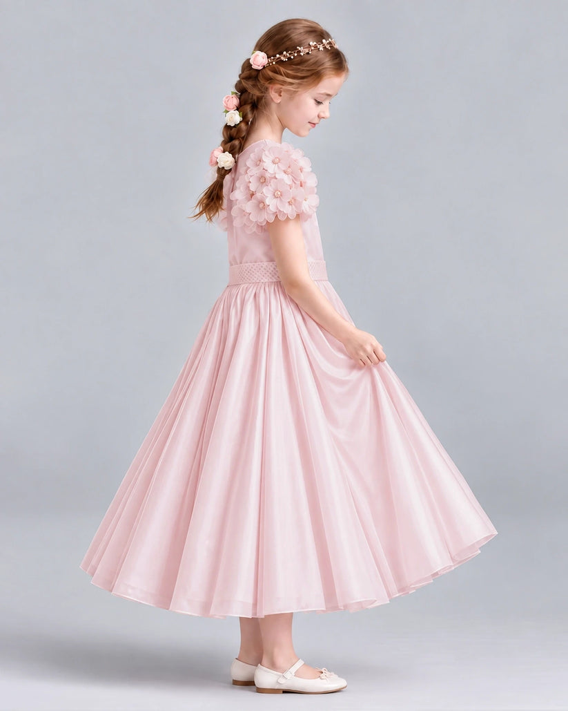 Blush Pink Ball Gown Girls Formal Dresses Side