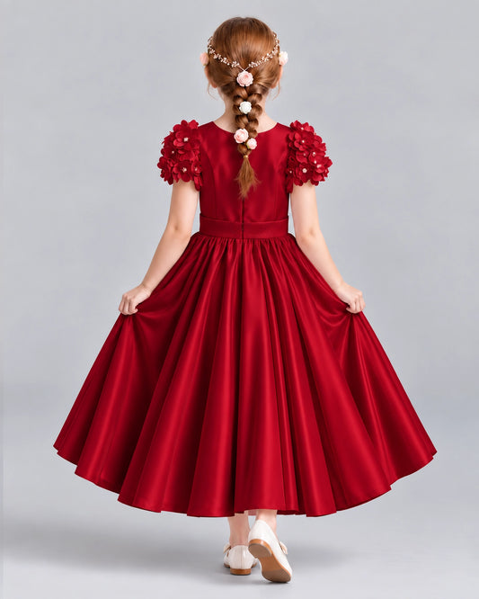 Burgundy Ball Gown Girls Formal Dresses Back