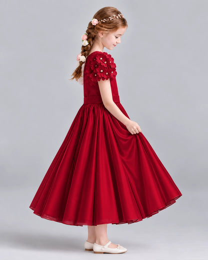 Burgundy Ball Gown Girls Formal Dresses Side