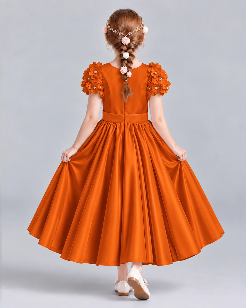Burnt Orange Ball Gown Girls Formal Dresses Back