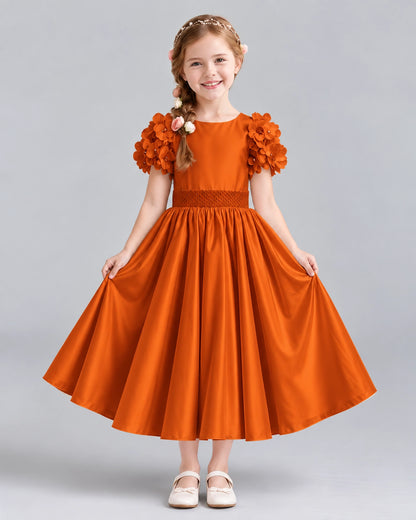 Burnt Orange Ball Gown Girls Formal Dresses Front