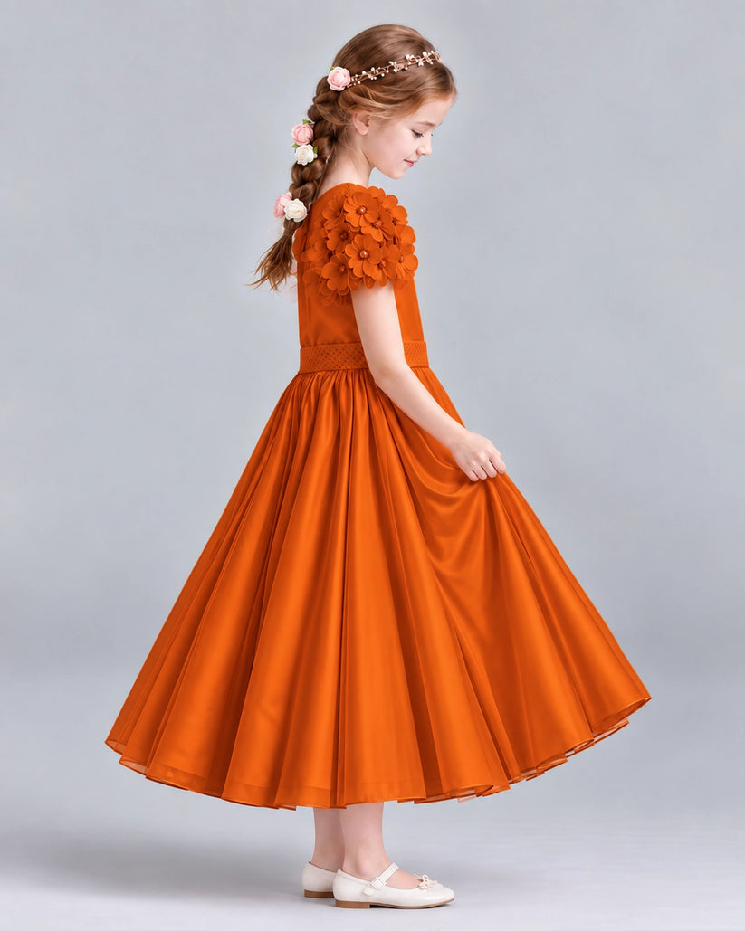 Burnt Orange Ball Gown Girls Formal Dresses Side