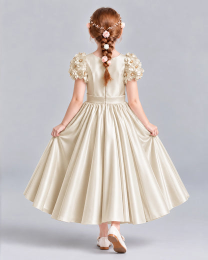 Champagne Ball Gown Girls Formal Dresses Back