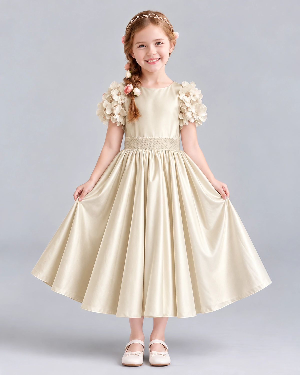 Champagne Ball Gown Girls Formal Dresses Front