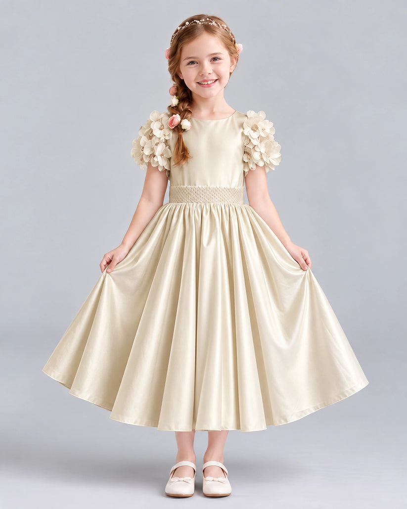 Champagne Ball Gown Girls Formal Dresses Front