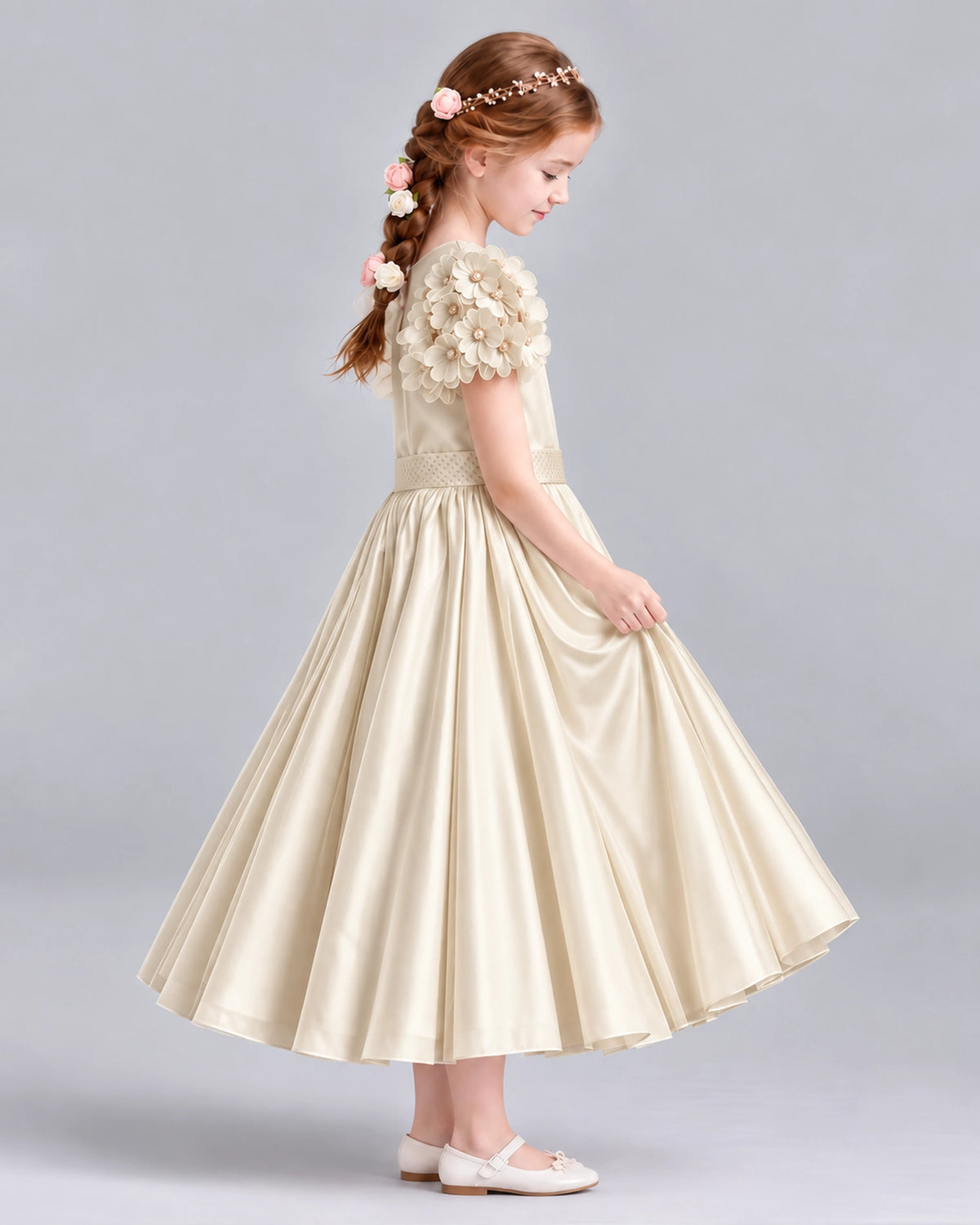 Champagne Ball Gown Girls Formal Dresses Side
