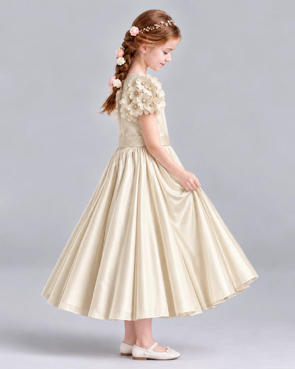 Champagne Ball Gown Girls Formal Dresses Side