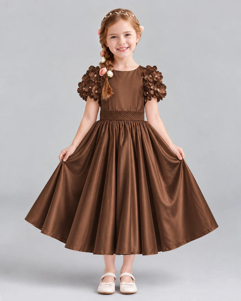 Chocolate Ball Gown Girls Formal Dresses Front