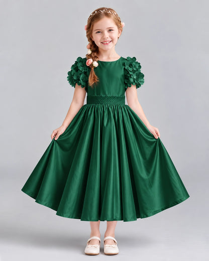 Dark Green Ball Gown Girls Formal Dresses Front