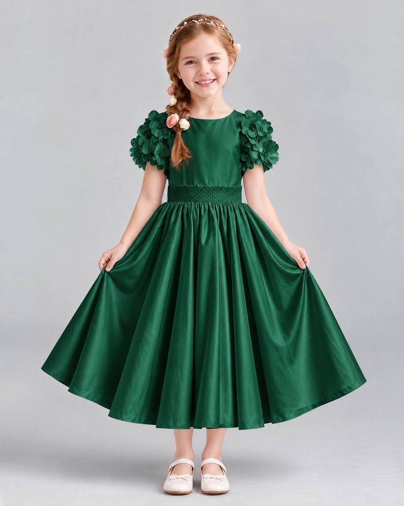 Dark Green Ball Gown Girls Formal Dresses Front