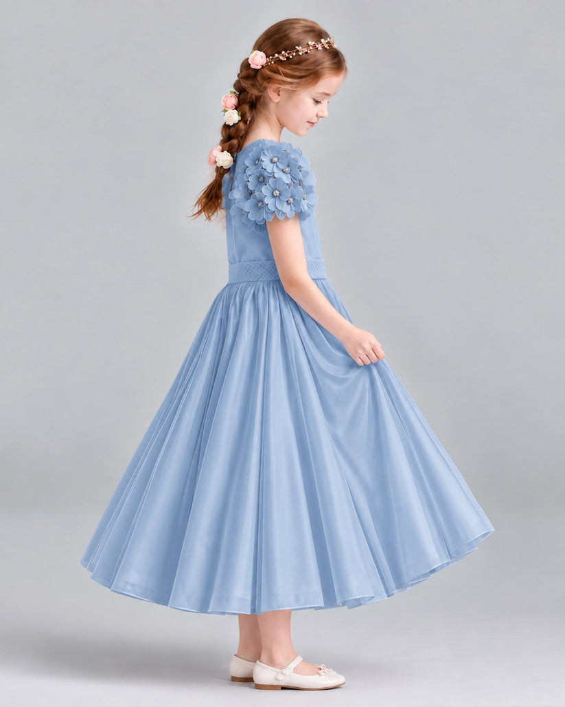 Dusty Blue Ball Gown Girls Formal Dresses Side
