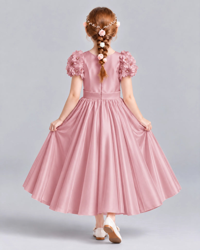 Dusty Rose Ball Gown Girls Formal Dresses Back