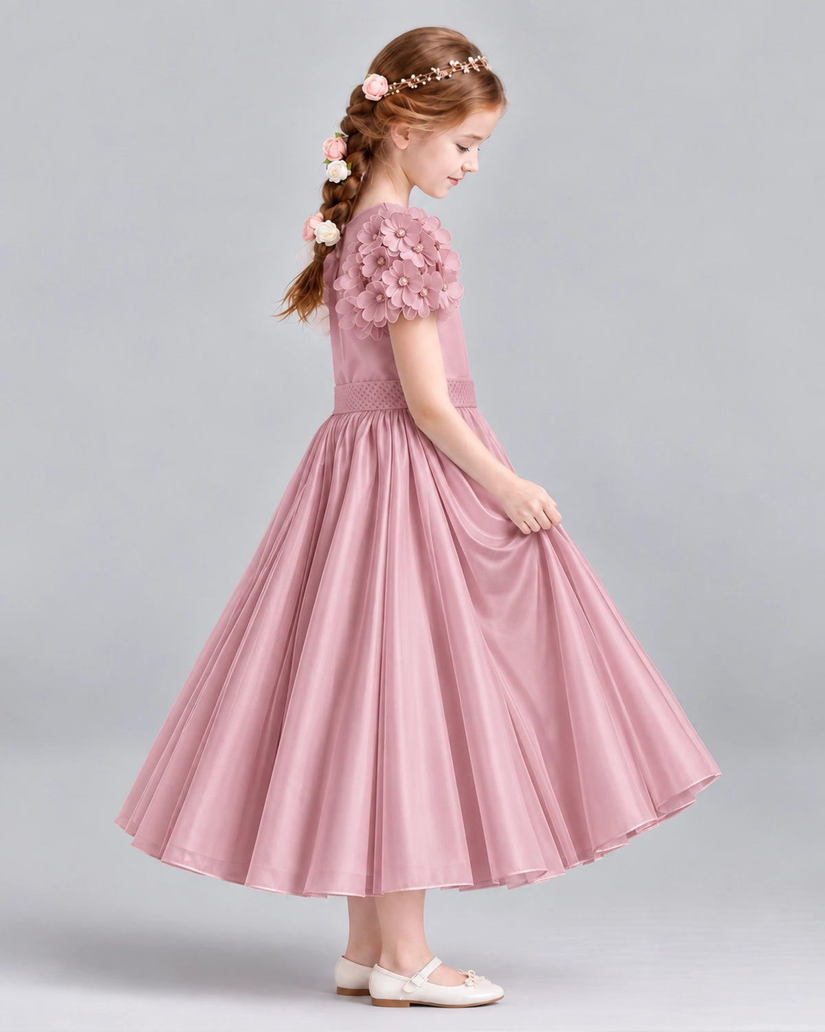 Dusty Rose Ball Gown Girls Formal Dresses Side