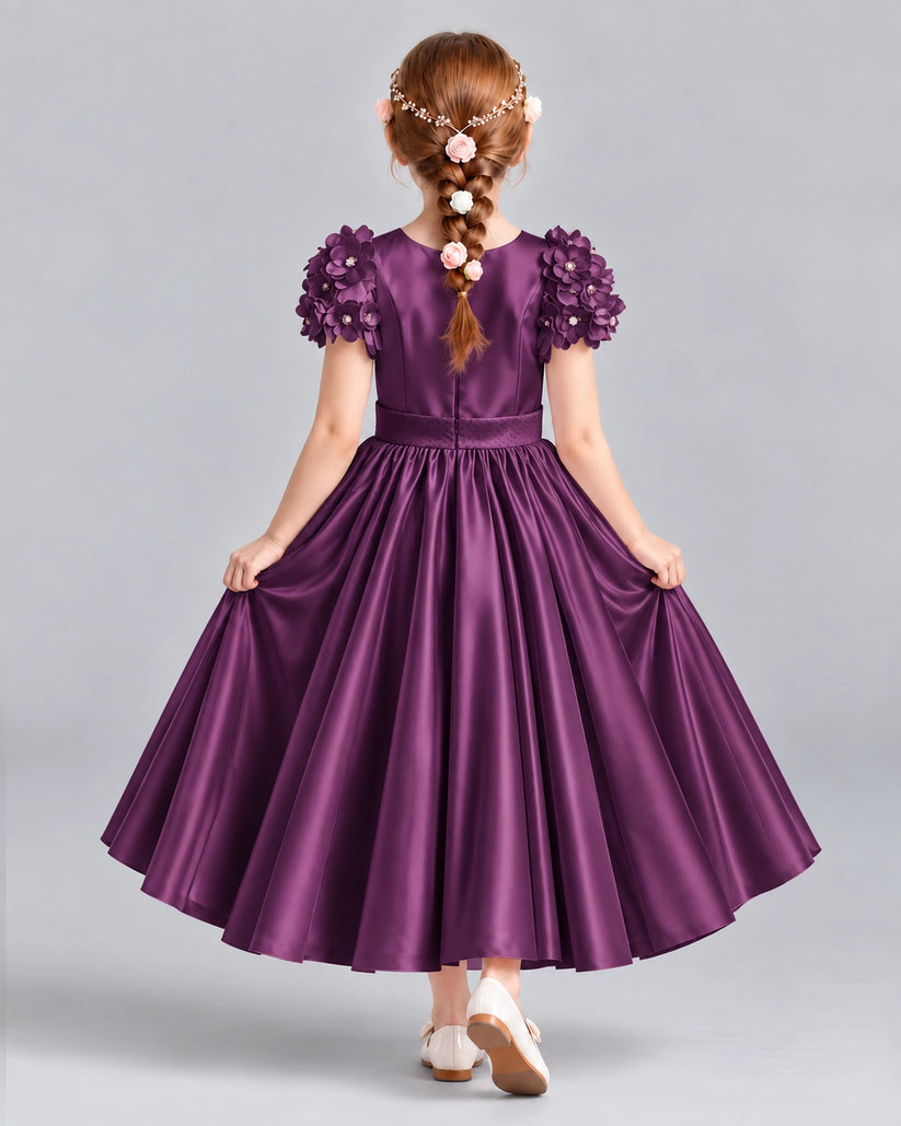 Grape Ball Gown Girls Formal Dresses Back
