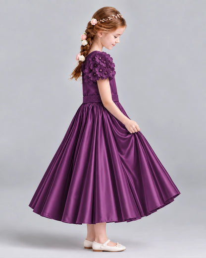 Grape Ball Gown Girls Formal Dresses Side