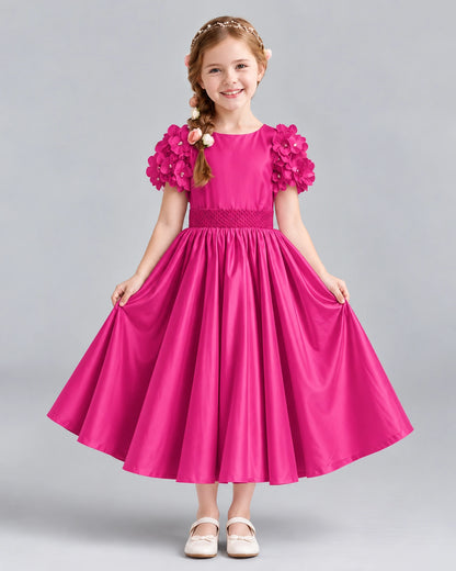 Hot Pink Ball Gown Girls Formal Dresses Front