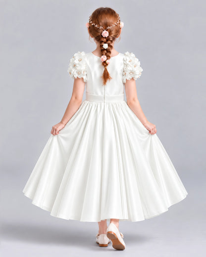 Ivory Ball Gown Girls Formal Dresses Back
