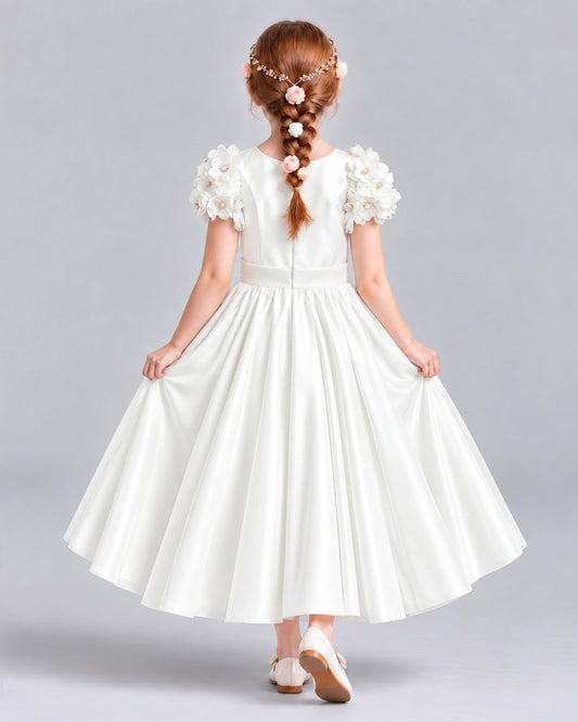 Ivory Ball Gown Girls Formal Dresses Back