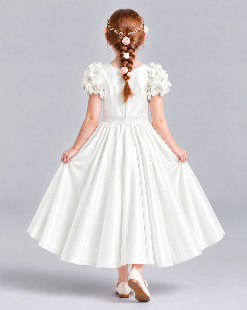 Ivory Ball Gown Girls Formal Dresses Back