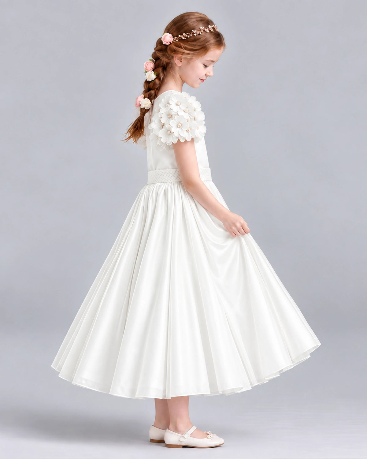 Ivory Ball Gown Girls Formal Dresses Side