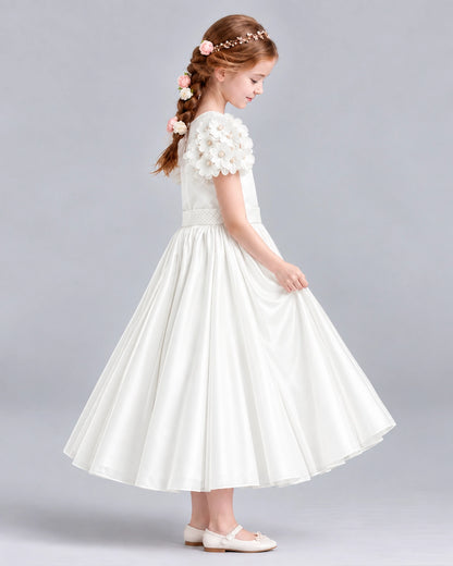 Ivory Ball Gown Girls Formal Dresses Side