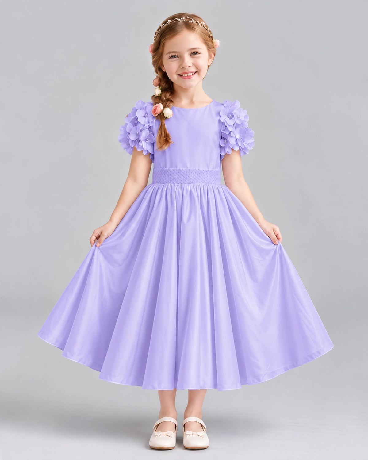 Lavender Ball Gown Girls Formal Dresses Front