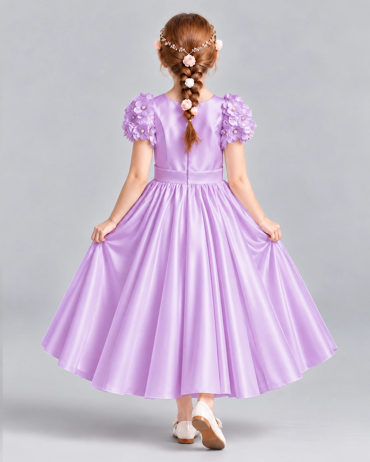 Lilac Ball Gown Girls Formal Dresses Back