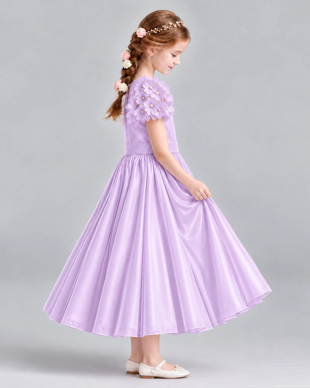 Lilac Ball Gown Girls Formal Dresses Side