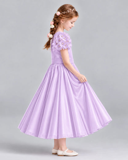 Lilac Ball Gown Girls Formal Dresses Side
