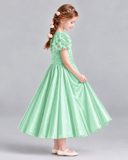 Mint Green Ball Gown Girls Formal Dresses Side