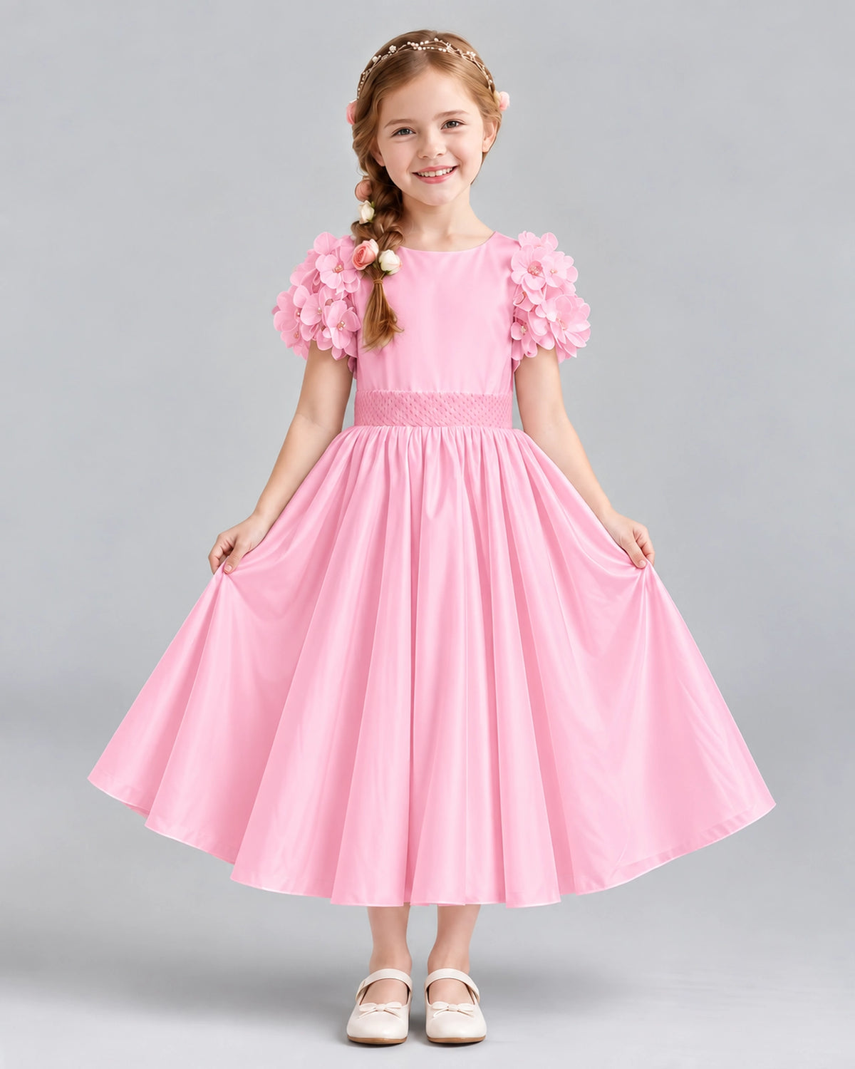 Pink Ball Gown Girls Formal Dresses Front
