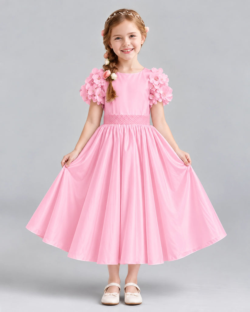 Pink Ball Gown Girls Formal Dresses Front