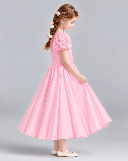 Pink Ball Gown Girls Formal Dresses Side