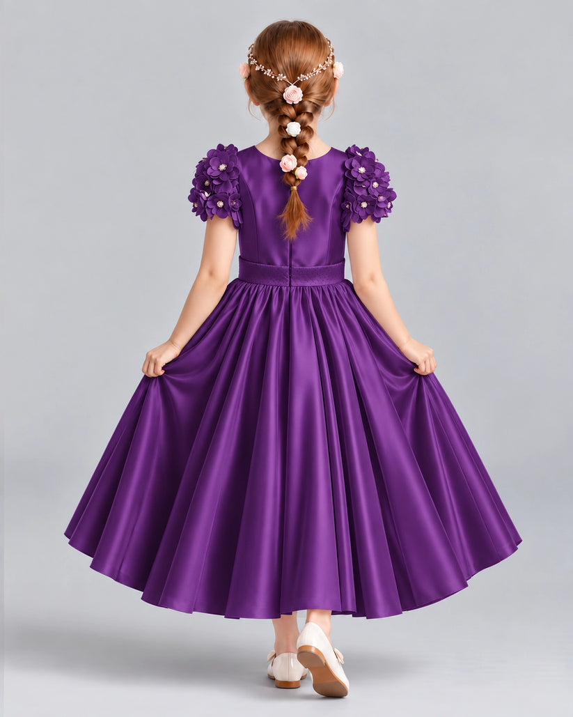 Purple Ball Gown Girls Formal Dresses Back