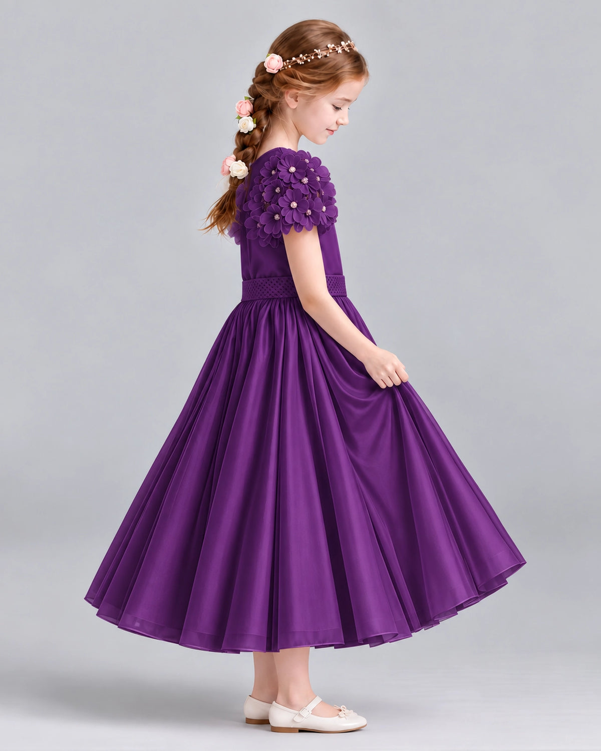 Purple Ball Gown Girls Formal Dresses Side
