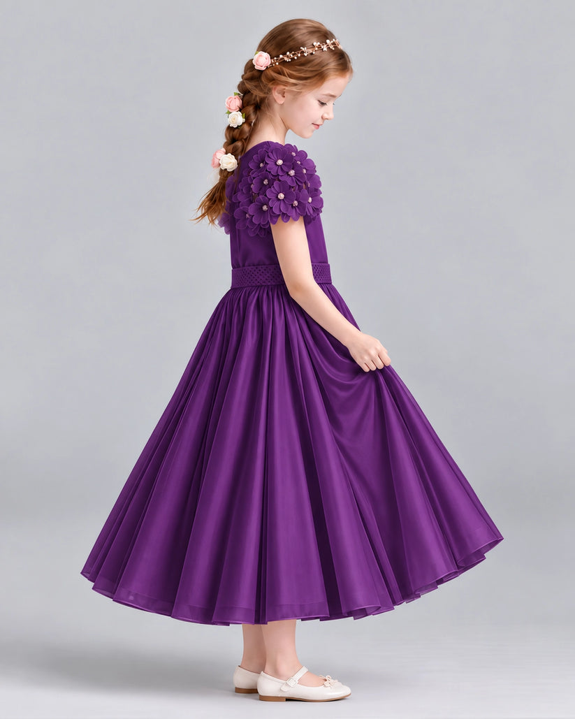 Purple Ball Gown Girls Formal Dresses Side