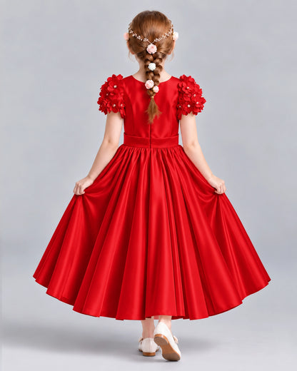 Red Ball Gown Girls Formal Dresses Back