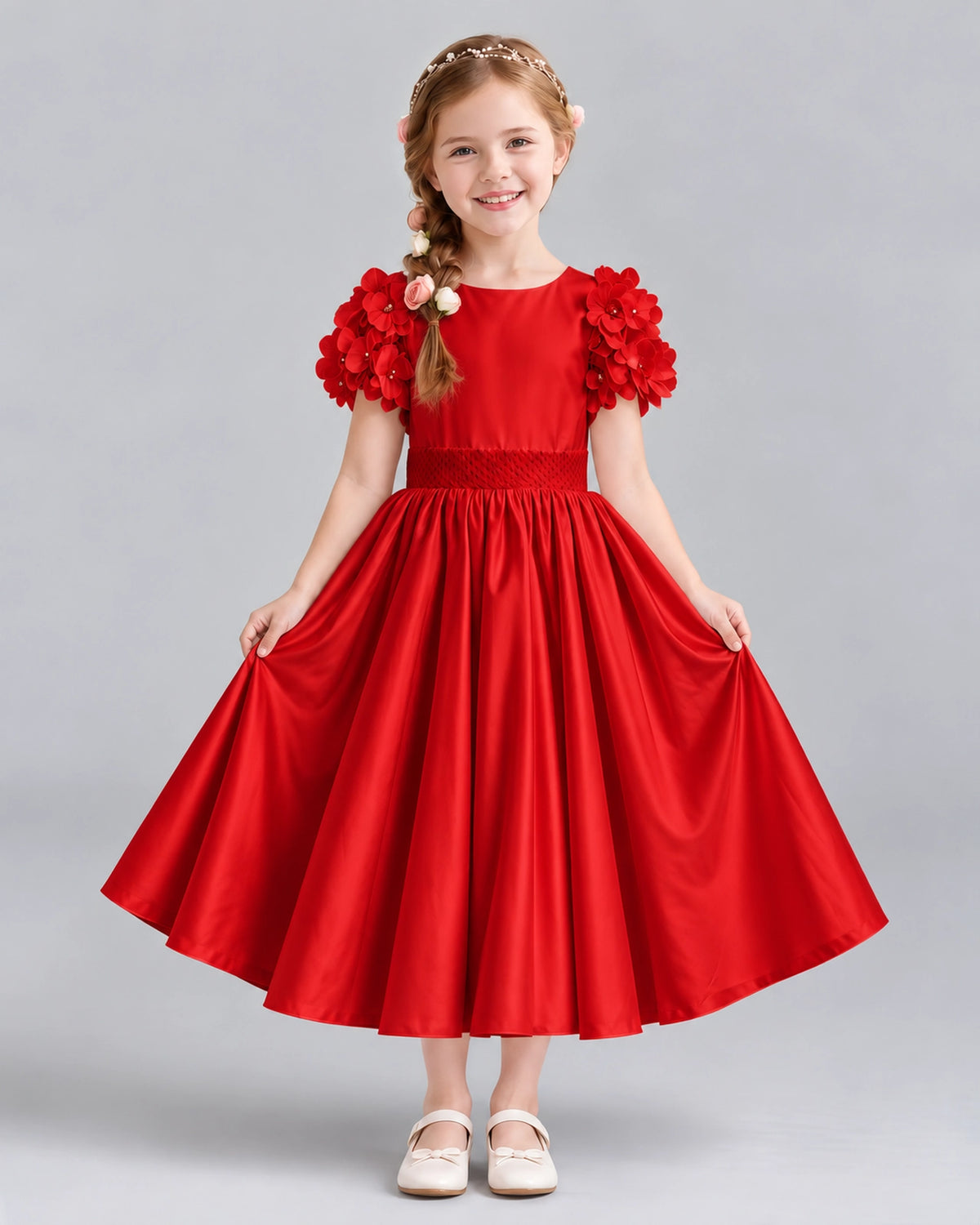 Red Ball Gown Girls Formal Dresses Front