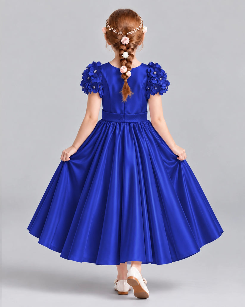 Royal Blue Ball Gown Girls Formal Dresses Back