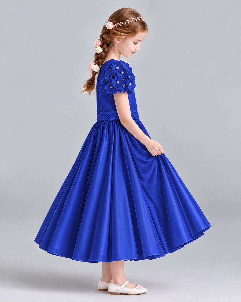 Royal Blue Ball Gown Girls Formal Dresses Side