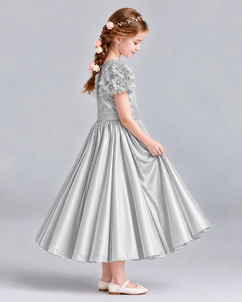 Silver Ball Gown Girls Formal Dresses Side