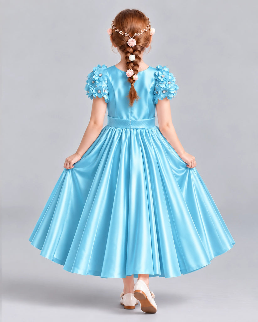 Sky Blue Ball Gown Girls Formal Dresses Back