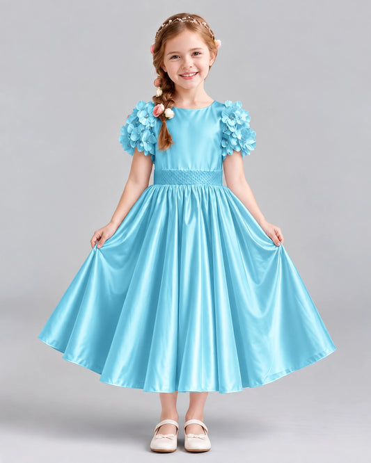 Sky Blue Ball Gown Girls Formal Dresses Front