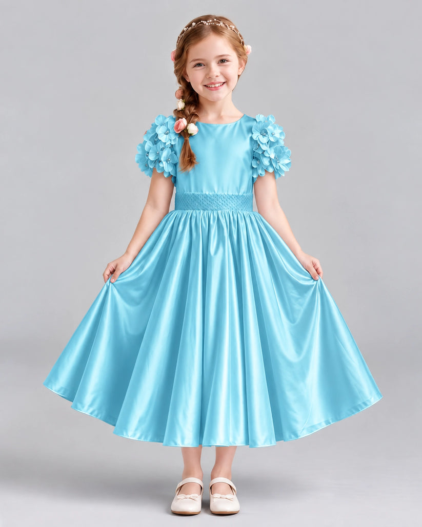 Sky Blue Ball Gown Girls Formal Dresses Front