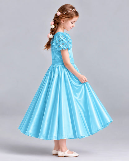 Sky Blue Ball Gown Girls Formal Dresses Side