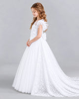White Ball Gown First Communion Dresses Side