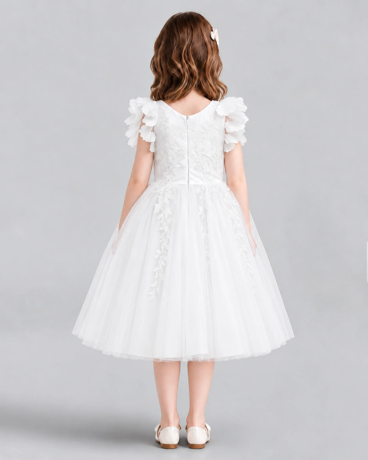 Ivory A-line Flower Girl Dresses Back