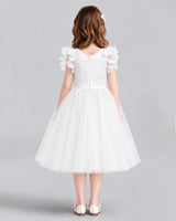 Ivory A-line Flower Girl Dresses Back