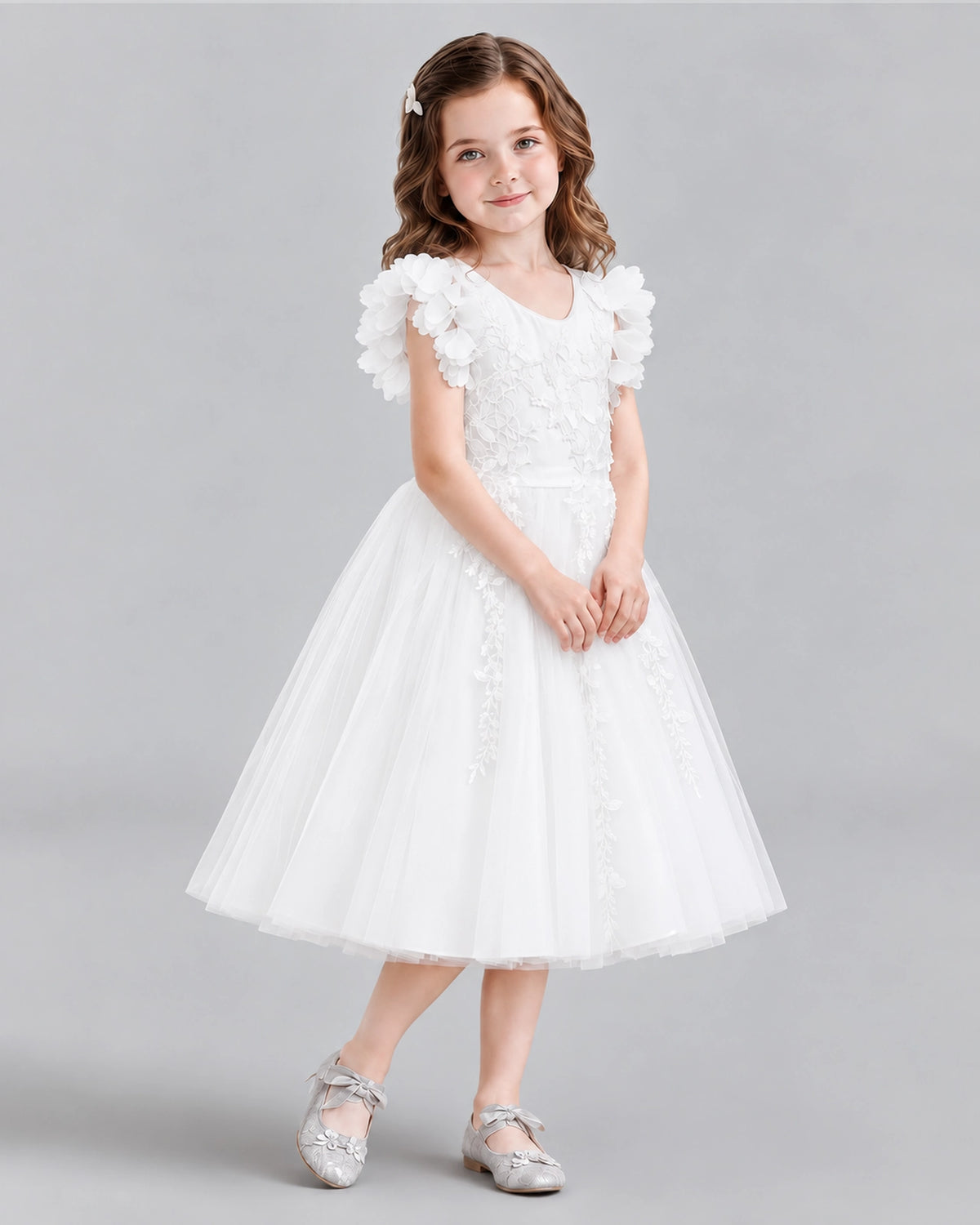 Ivory A-line Flower Girl Dresses Side