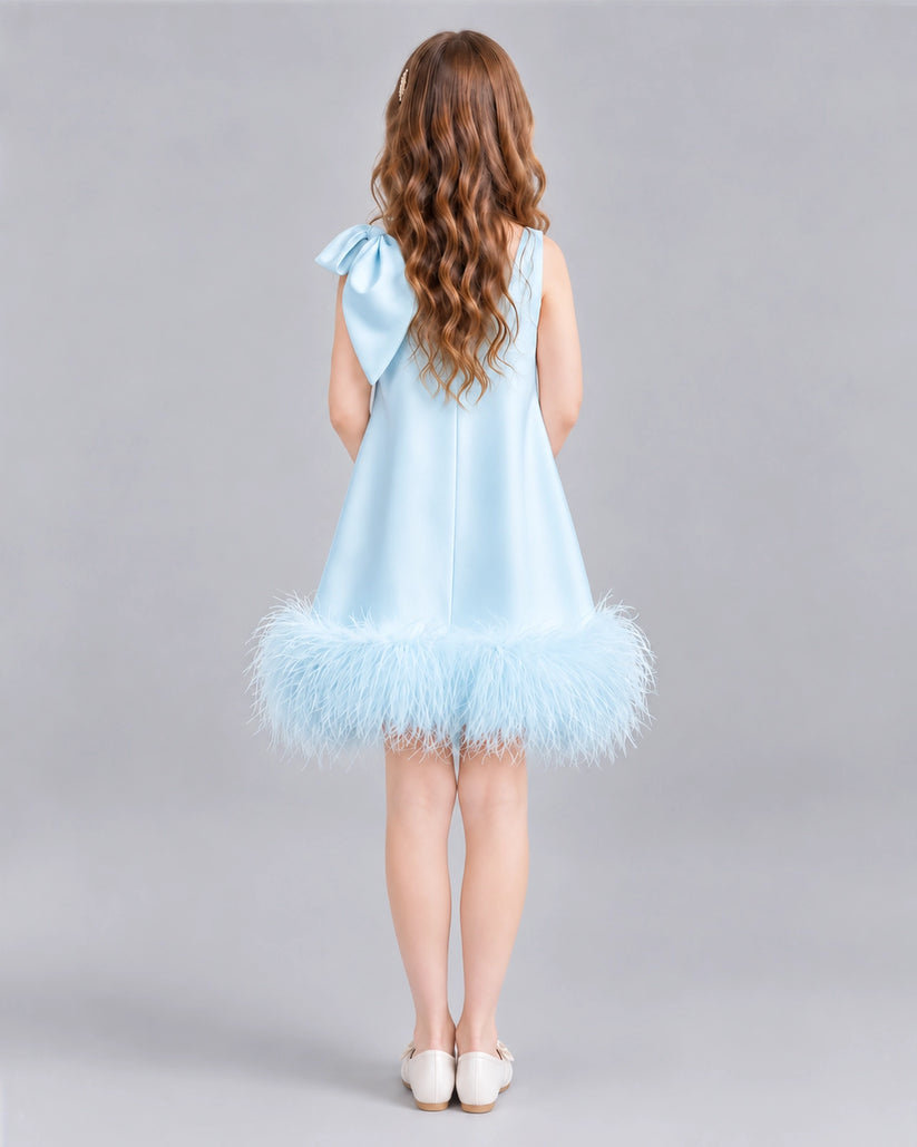 Baby Blue A-line Girls Formal Dresses Back